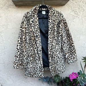 Fuzzy leopard print coat from Gap. Size small but oversized. Excellent condition